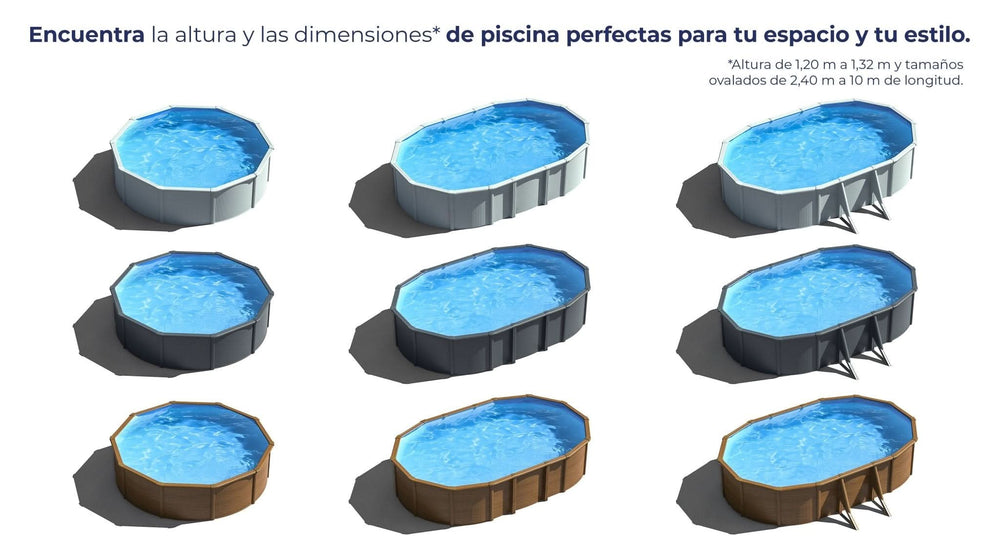 Piscina elevada Imitación Madera Gre Pacific Ovalada Imitación Madera