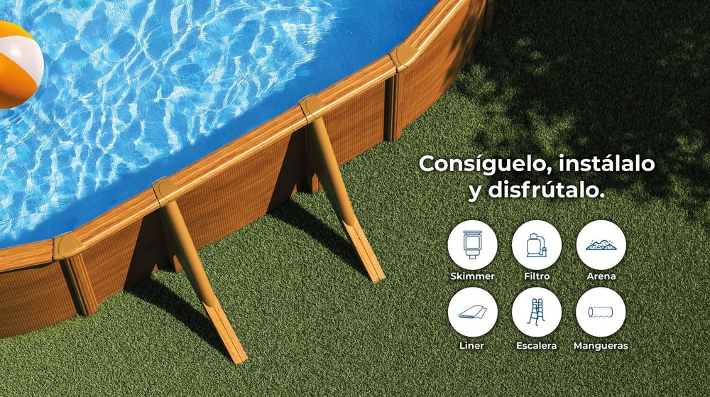 Piscina elevada Imitación Madera Gre Pacific Ovalada Imitación Madera