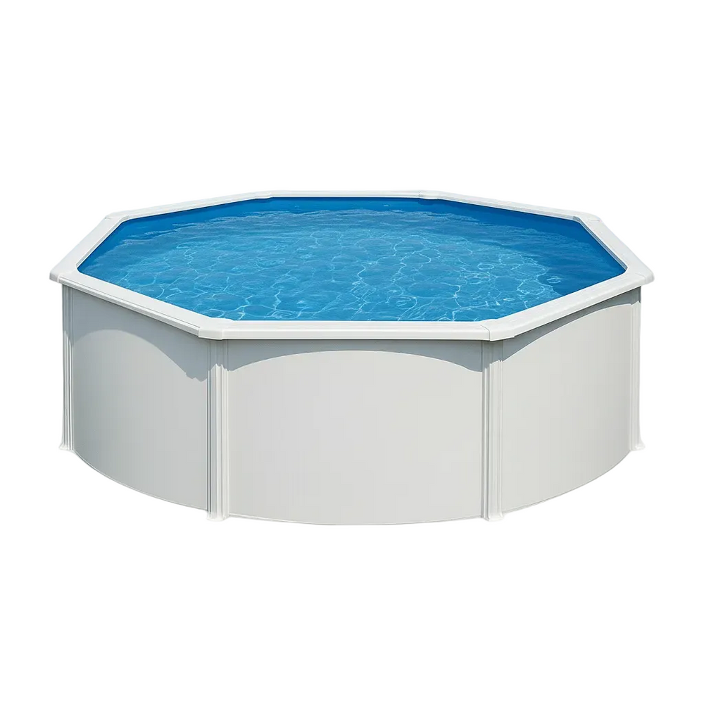 Piscina elevada Gre Wet circular chapa blanca depuradora