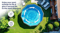 Piscina elevada Gre Wet circular chapa blanca depuradora