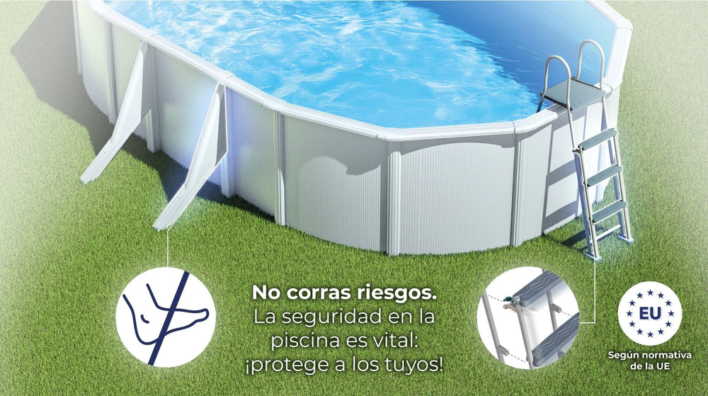 Piscina elevada Gre Wet ovalada chapa blanca depuradora