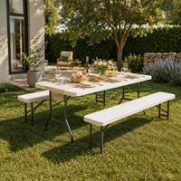 Conjunto Mesa Plegable Con 2 Bancos Para Jardín 180x74x72 cm