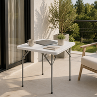 Mesa Plegable Portátil 84x84x74 Cm Blanco