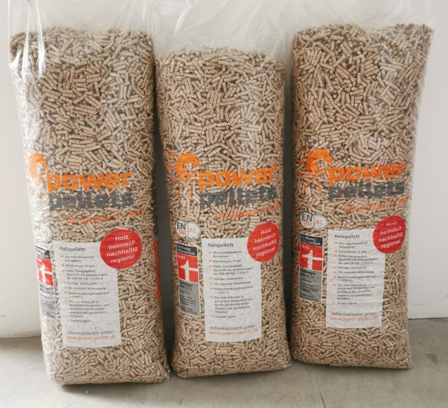 POWERPELLETS Pellets de Madera ENplus A1 - Palet 65 Sacos x 15 kg Calidad Premium Alemana