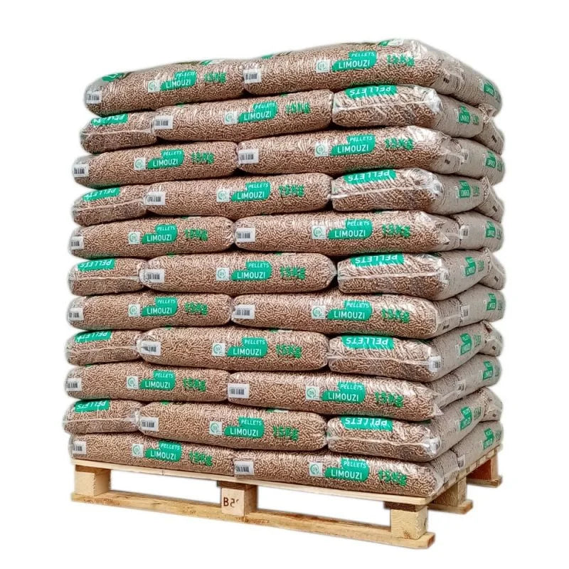LIMOUZI Pellets de Madera 100% Resinosos - Palet 66 Sacos x 15 kg Ceniza Ultra Baja