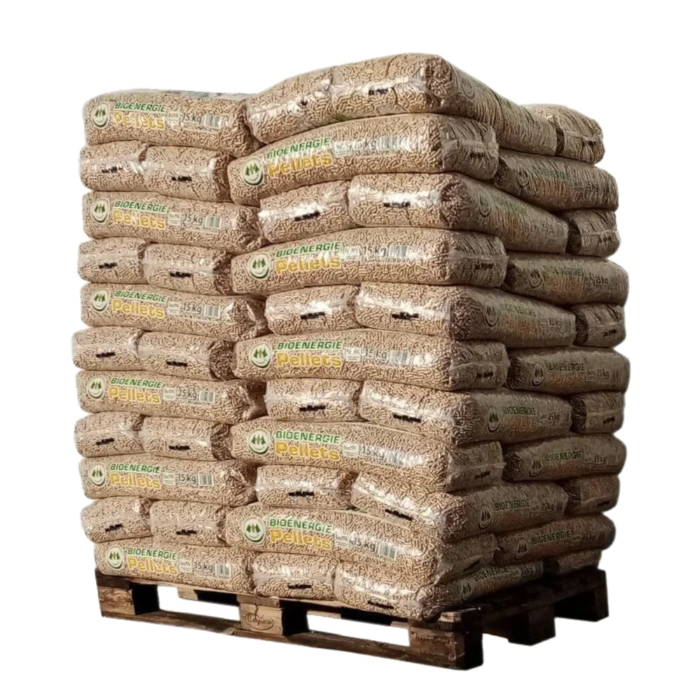 BADGER Pellets de Madera ENplus A1 y DIN Plus - Palet 65 Sacos x 15 kg Ceniza Ultra Reducida