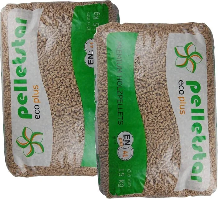 DIN PELLETS Pellets de Madera ENplus A1 - Palet 65 Sacos x 15 kg Bajo Contenido en Cenizas