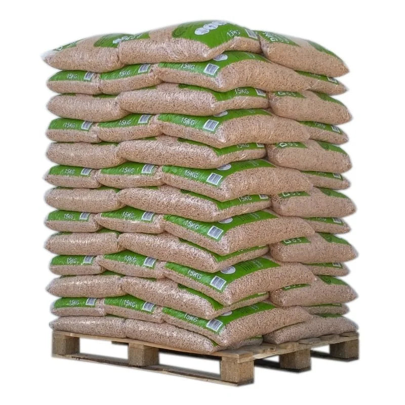 DIN PELLETS Pellets de Madera ENplus A1 - Palet 65 Sacos x 15 kg Bajo Contenido en Cenizas