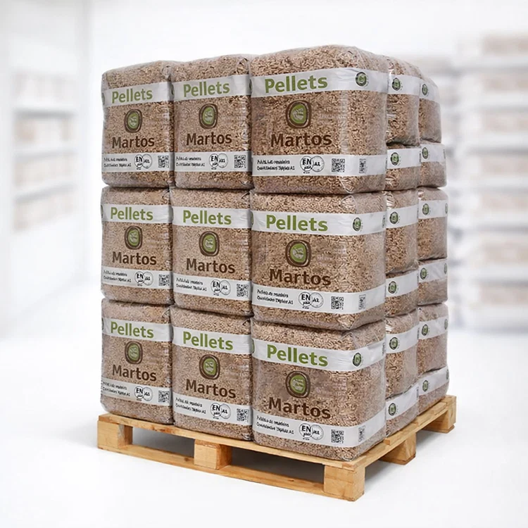 MARTOS Pellets de Madera de Pino 100% Natural - Saco 15 kg Alto Poder Calorífico