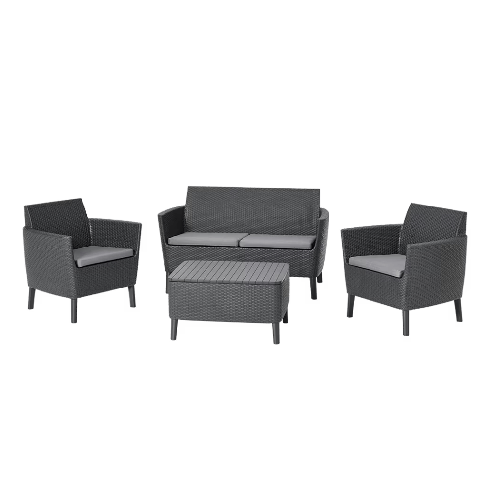 Keter - Conjunto de exterior 4 plazas Salemo Lounge grafito