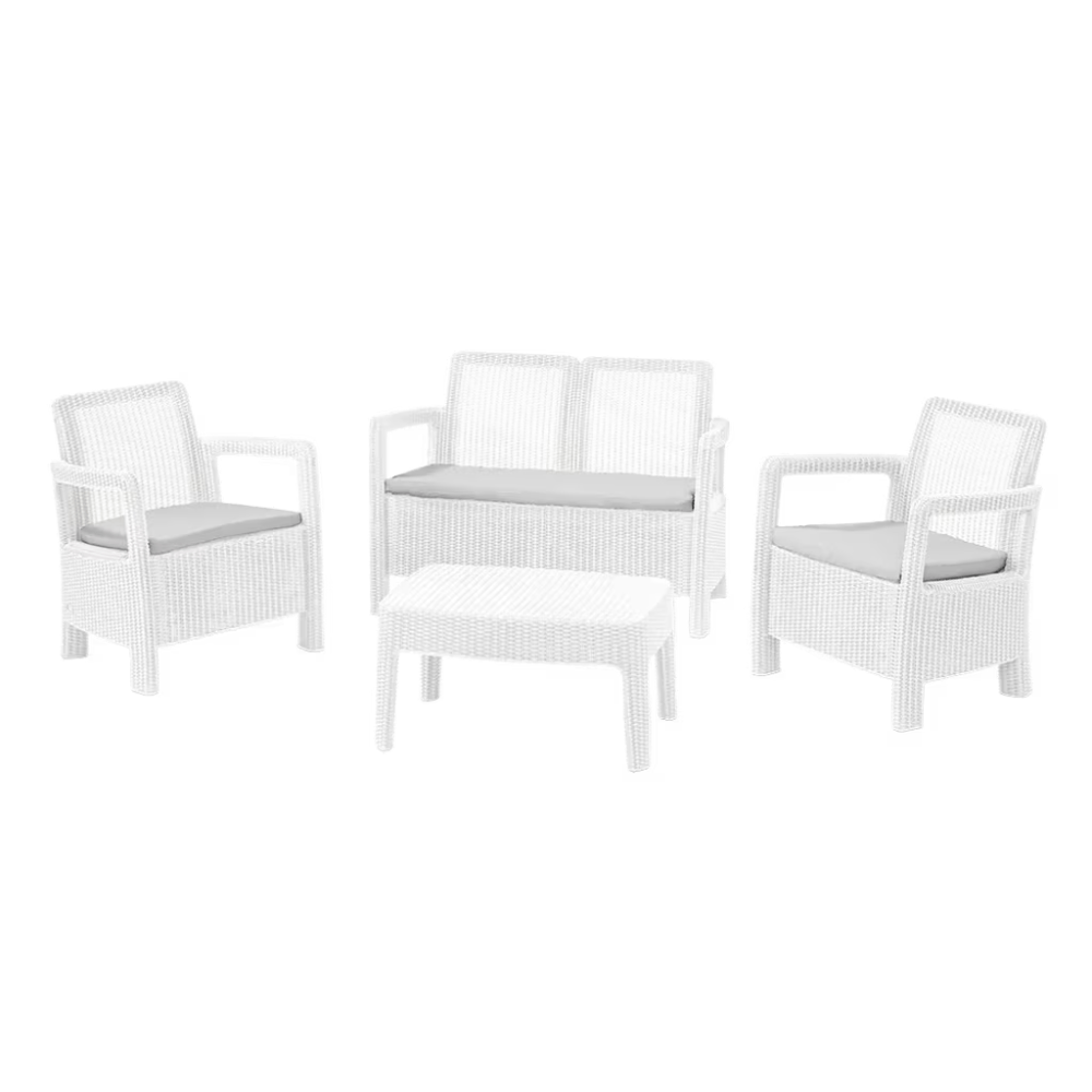 Keter - Conjunto de exterior 4 plazas Tarifa Lounge blanco