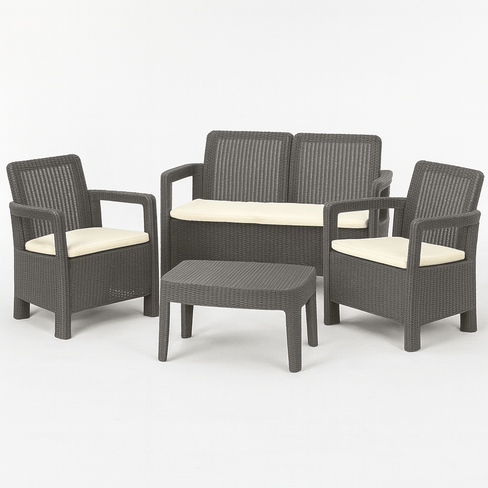 Keter - Conjunto de exterior 4 plazas Tarifa Lounge marrón