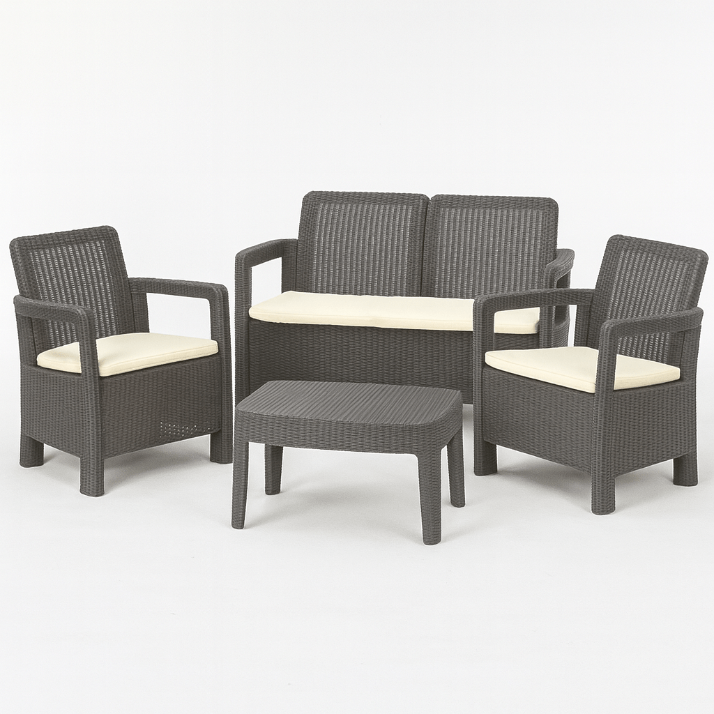 Keter - Conjunto de exterior 4 plazas Tarifa Lounge marrón