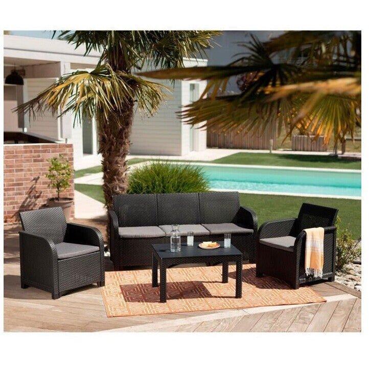 Keter - Conjunto de exterior 5 plazas Rosalie Lounge grafito