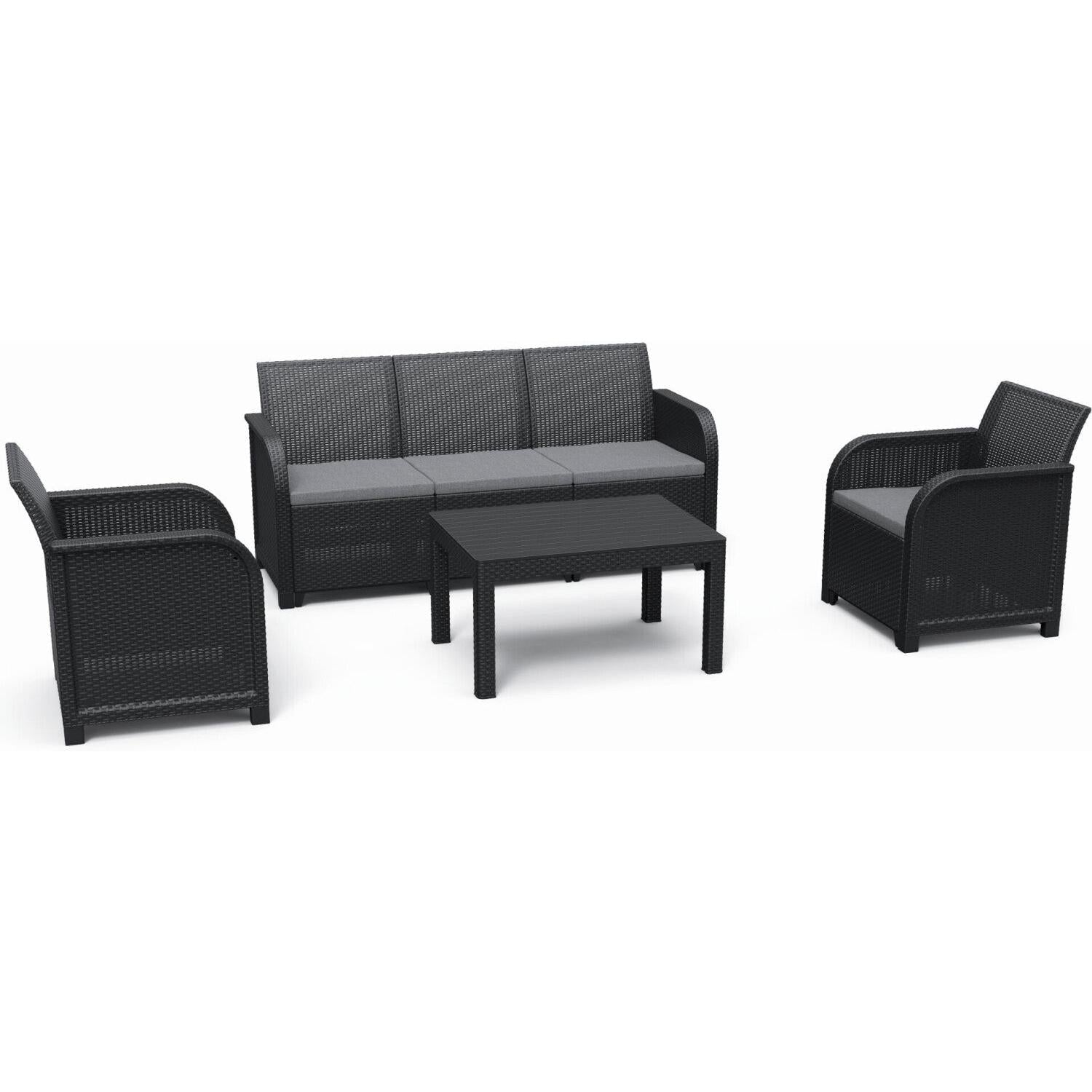 Keter - Conjunto de exterior 5 plazas Rosalie Lounge grafito