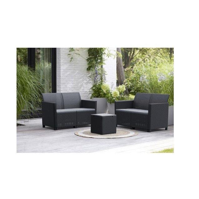 Keter - Conjunto de exterior 5 plazas Marie Lounge negro