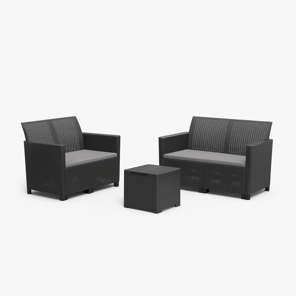 Keter - Conjunto de exterior 5 plazas Marie Lounge negro