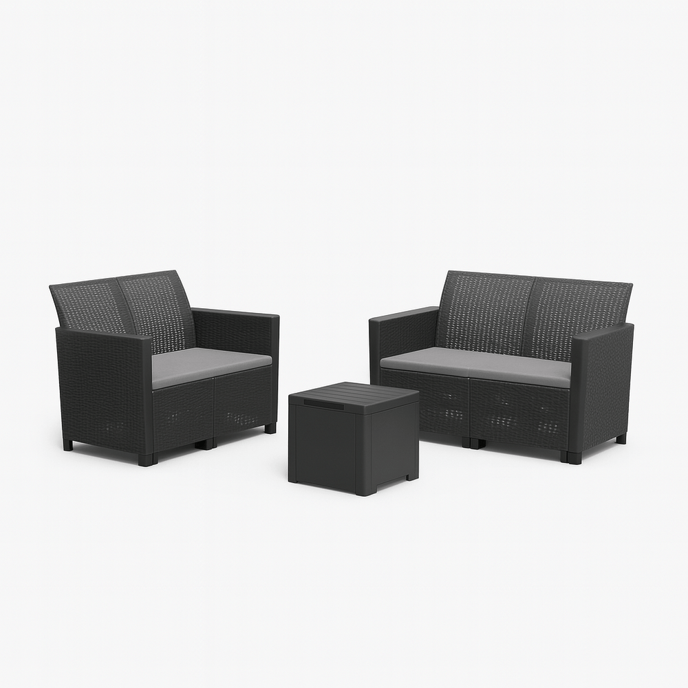 Keter - Conjunto de exterior 5 plazas Marie Lounge negro