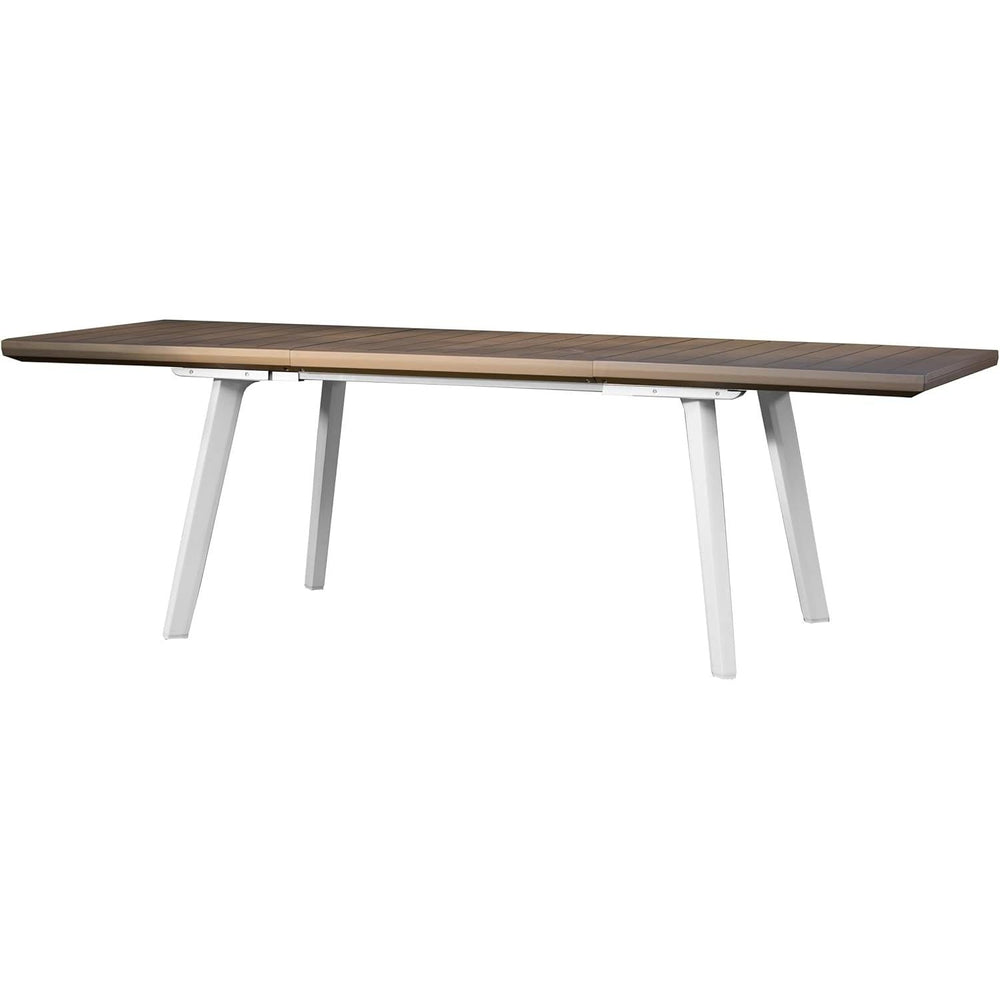 Keter - Mesa de comedor de exterior extensible Harmony blanco/capuchino