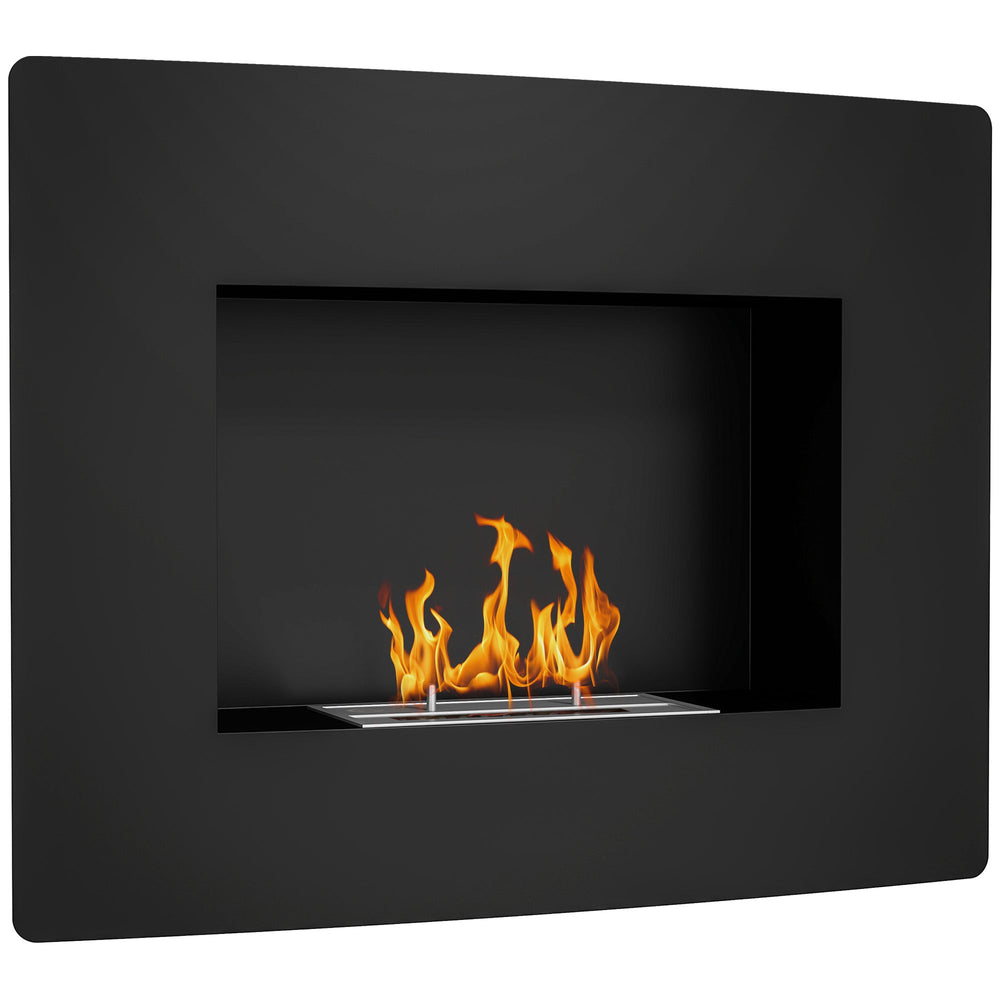 Chimenea de Bioetanol de Pared con Tanque de 0,9 L Tiempo de Combustión 3,3H para Interiores 15-20 m² 66x16x52 cm Negro
