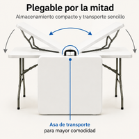 Mesa Plegable Jardín Portátil 180x74x74 cm