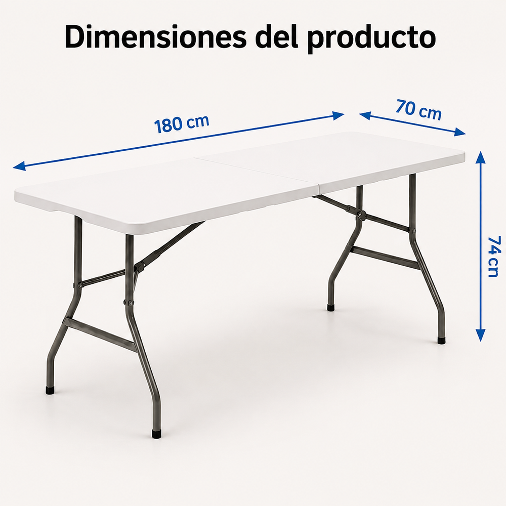 Mesa Plegable Jardín Portátil 180x74x74 cm