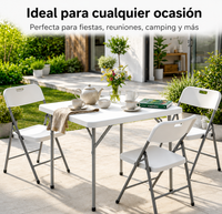 Mesa Plegable Portátil 84x84x74 Cm Blanco
