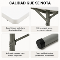 Mesa Plegable Portátil 84x84x74 Cm Blanco
