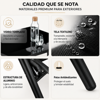 Conjunto Jardín Aluminio Recubierto 9 Piezas Mesa Vidrio