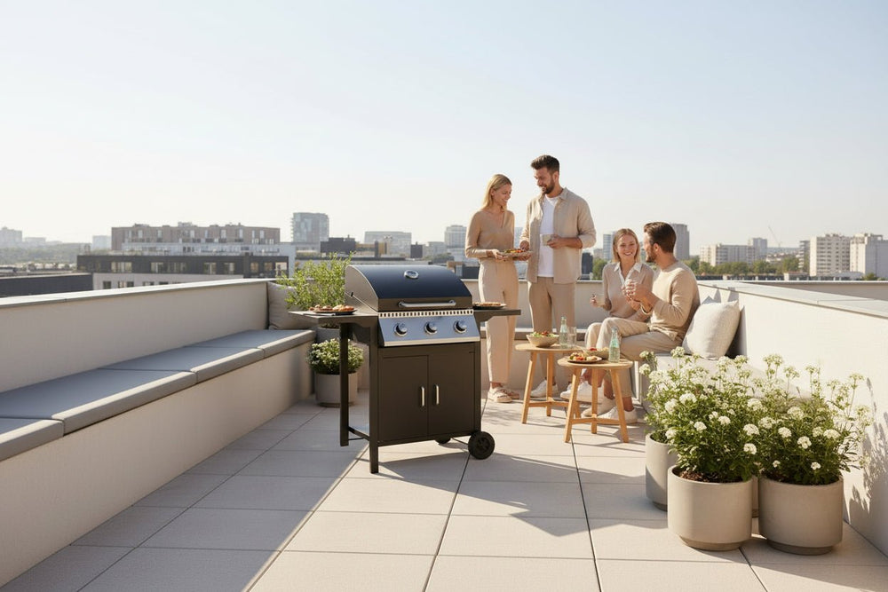 Barbacoa de gas 3 fuegos para jardín y terraza