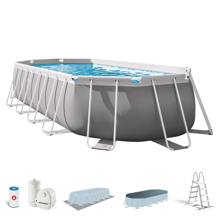 Intex Piscina Desmontable Ovalada Prism Frame 610x305x122 cm Gris