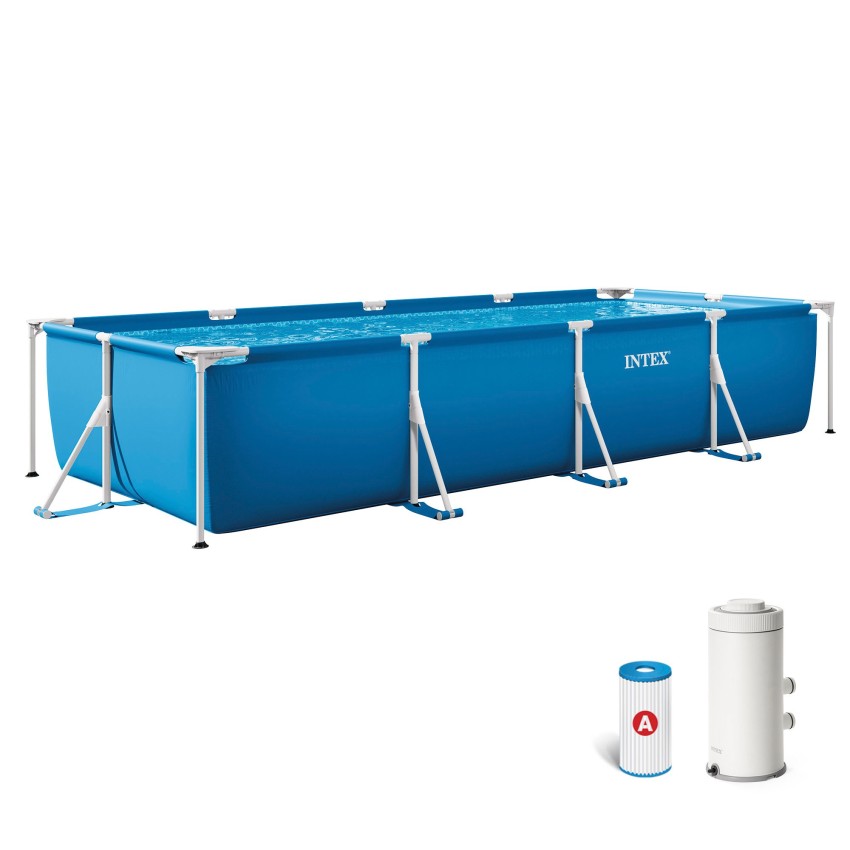 Intex Metal Frame Piscina Desmontable Rectangular 450x220x84cm Depuradora