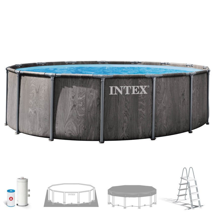 Intex Greywood Prism Frame Piscina Desmontable Redonda 457x122 cm Depuradora
