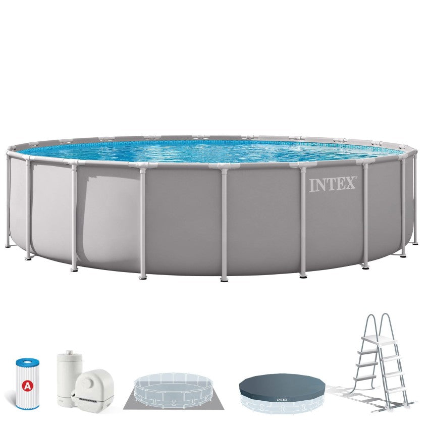 INTEX Piscina Desmontable Redonda Prism Frame 610x132cm con Depuradora