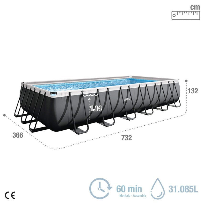 Intex Ultra XTR Frame Piscina Desmontable Rectangular 732x366x132cm