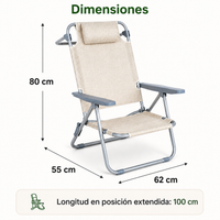 Silla Plegable Reclinable Con Reposacabezas Portátil
