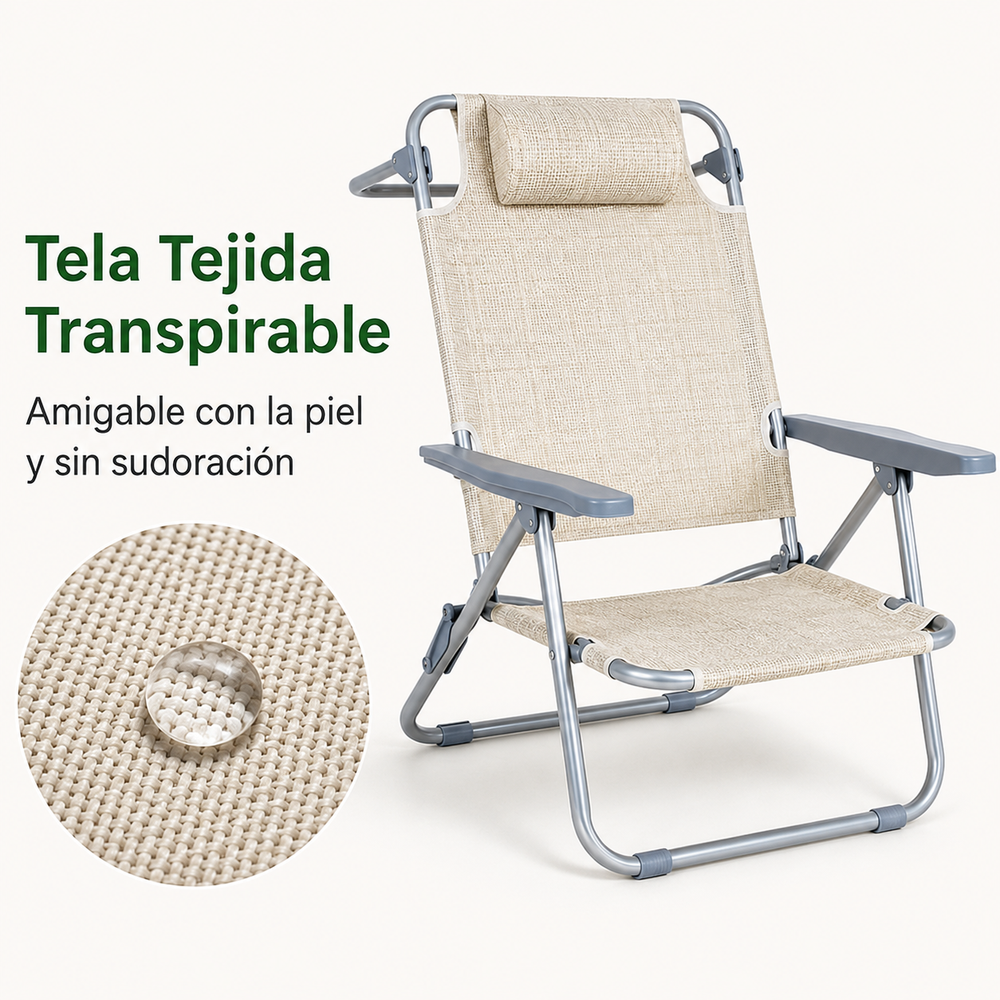 Silla Plegable Reclinable Con Reposacabezas Portátil