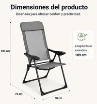 Silla Plegable Reclinable 7 Posiciones Respaldo Alto Exterior