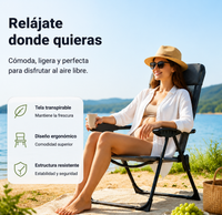 Silla Plegable Reclinable 7 Posiciones Respaldo Alto Exterior