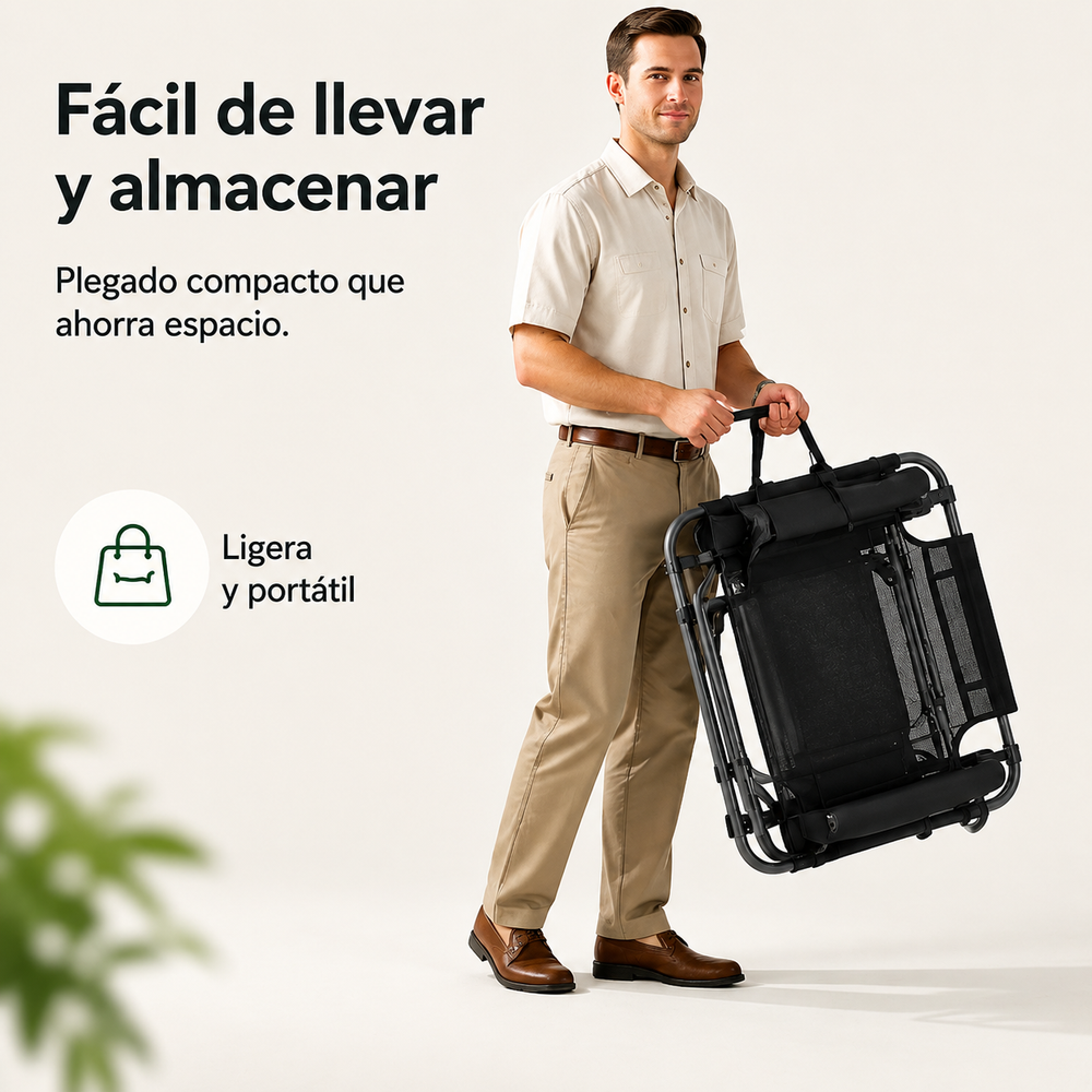 Silla Plegable Baja Para Playa Y Camping Con Reposacabezas Acolchado