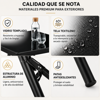Conjunto Jardín Sillas Reclinables 7 Piezas Mesa Vidrio