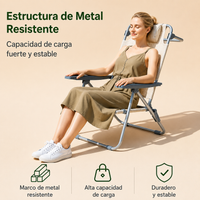 Silla Plegable Reclinable Con Reposacabezas Portátil