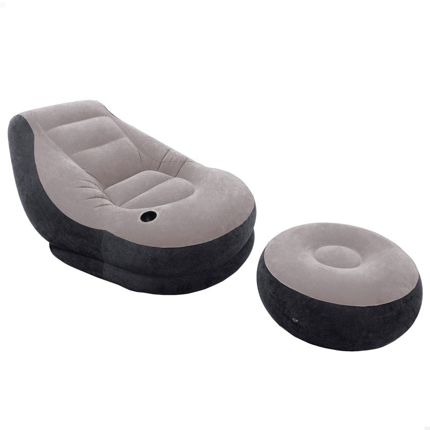 Intex Ultra Lounge Sillón Hinchable con Reposapiés Gris