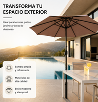 Sombrilla 3 metros De Jardín Regulable Protección UV