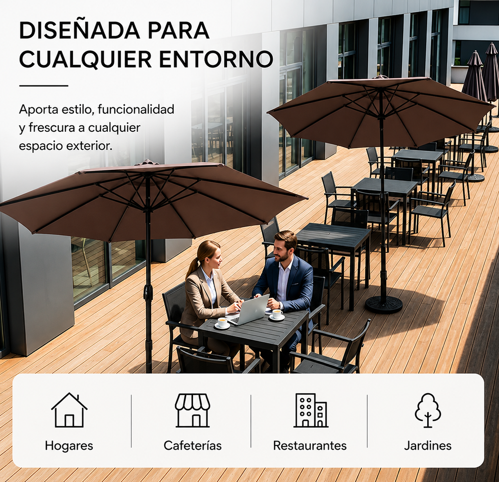 Sombrilla 3 metros De Jardín Regulable Protección UV