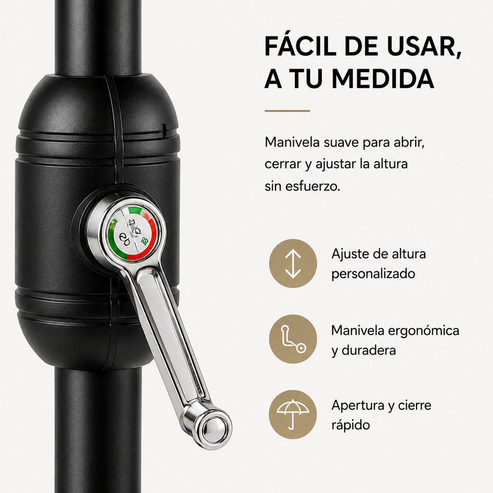 Sombrilla 3 metros De Jardín Regulable Protección UV