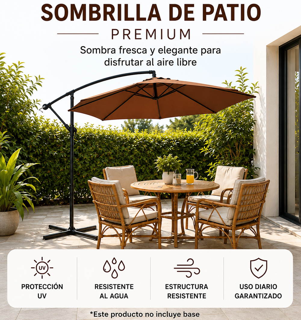Sombrilla Lateral 3 metros De Jardín Inclinable 360° Color Kaki