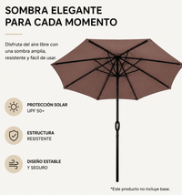 Sombrilla 3 metros De Jardín Regulable Protección UV