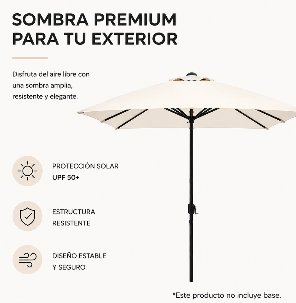 Sombrilla 3 metros de Jardín Regulable con Manivela Protección UV